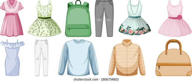 Set of clothes mock up illustration