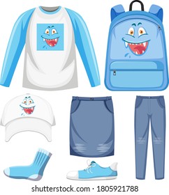Set of clothes object illustration