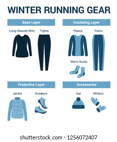 Set of clothes for running in cold weather isolated on a white background. Vector illustration.