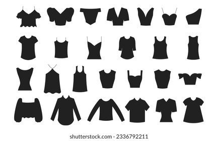 Set of clothes: T-shirt, shirt, top, longsleeve. Vector 