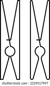 Set of clothespins. Continuous line drawing. Vector illustration