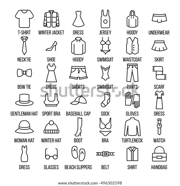 Set Clothing Icons Modern Thin Line Stock Vector (Royalty Free) 496302598