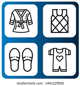 Set of clothing icons such as Bathrobe, Sweater, Slippers, Baby clothes , clothing