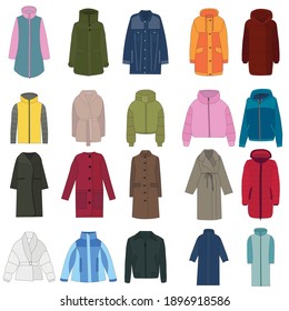 set of clothing jackets, coats