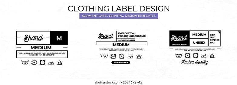 Set of Clothing label printed templates design