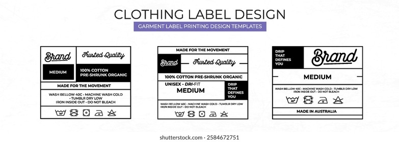 Set of Clothing label printed templates design