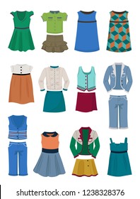 Set Clothes Little Girls School Isolated Stock Vector (Royalty Free ...