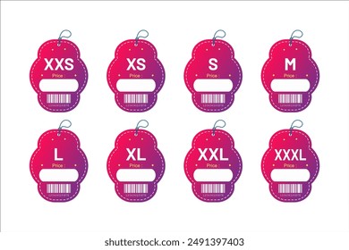 Set clothing size labels size label tag Clothing neck label tag concept no border vector design