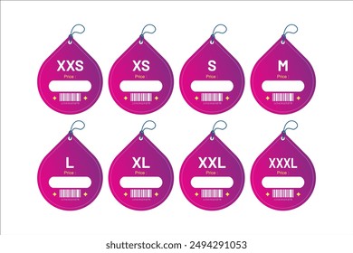 Set clothing size labels size label tag Clothing neck label tag concept no border vector design