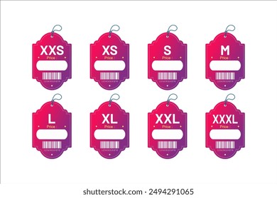 Set clothing size labels size label tag Clothing neck label tag concept no border vector design