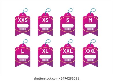 Set clothing size labels size label tag Clothing neck label tag concept no border vector design