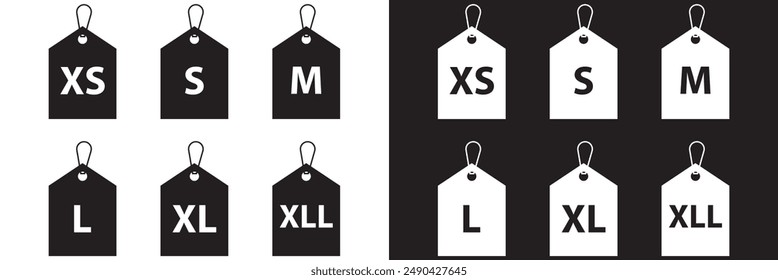 Set of Clothing Size Symbol  on white and black background. EPS 10 