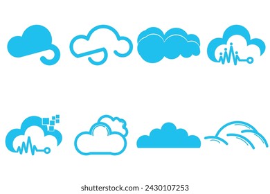 set cloud abstract logo illustration, vector blue and withe background combination
