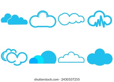 set cloud abstract logo illustration, vector blue and withe background combination