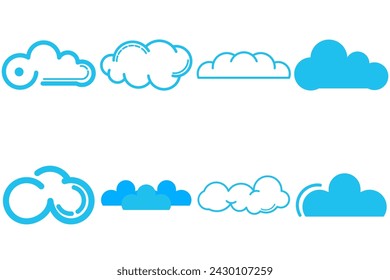 set cloud abstract logo illustration, vector blue and withe background combination