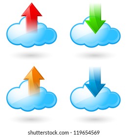 Set of Cloud with Arrows. Illustration on white background