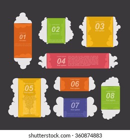 Set of cloud banners for text message. Color set. Vector illustrations