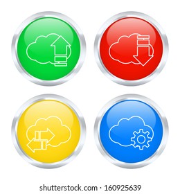 Set of cloud buttons. Vector illustration.