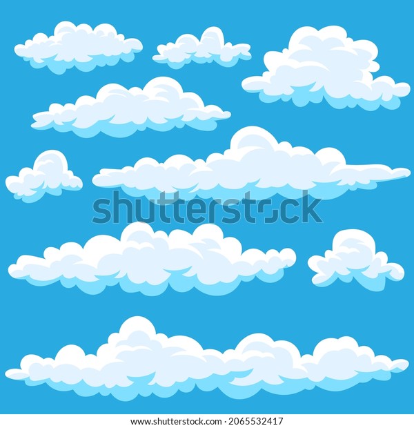 Set Cloud Cartoon Vector Blue Sky Stock Vector (Royalty Free ...