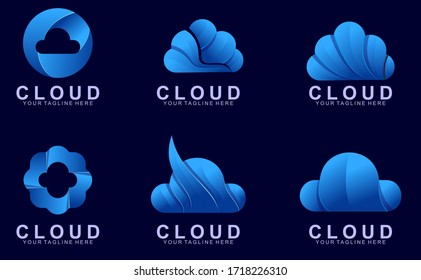 Conjunto de diseño de plantillas de logotipo colorido en nube. Vector de diseño de icono de nube