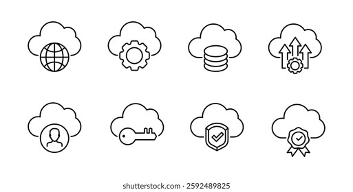 Set of cloud computer technology icon