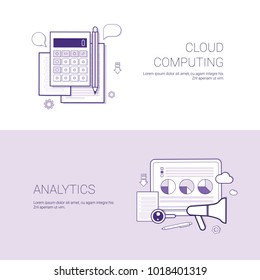 Set of Cloud Computing And Analytics Banners Business Concept Template Background With Copy Space Vector Illustration