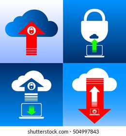 Set of cloud computing graphic designs, Vector illustration