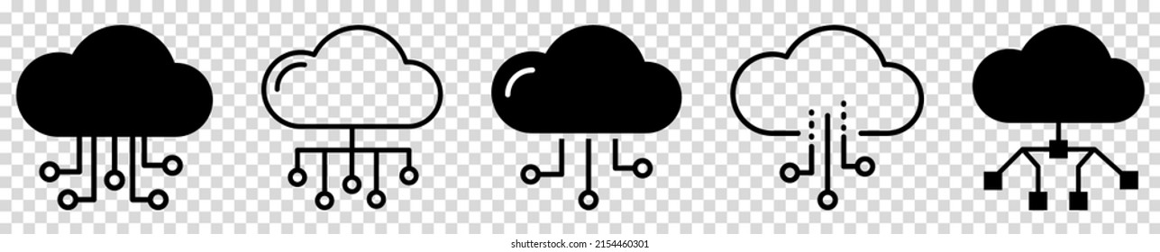 Set Cloud Computing Icon Flat Line Stock Vector Royalty Free 2154460301 Shutterstock 2754