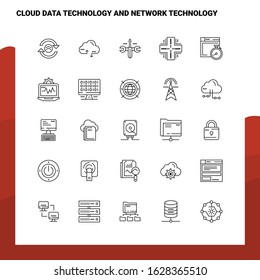 Set of Cloud Data Technology And Network Technology Line Icon set 25 Icons. Vector Minimalism Style Design Black Icons Set. Linear pictogram pack.