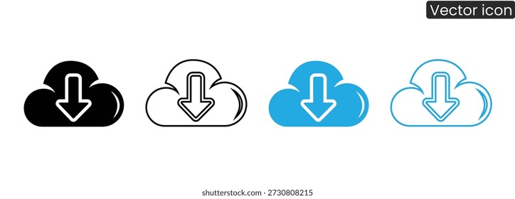 Conjunto de iconos de la Descarga de la nube en diferentes estilos y colores para el Web y el diseño App