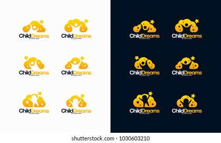 Set of Cloud Dreams logo designs, Online Learning logo designs vector