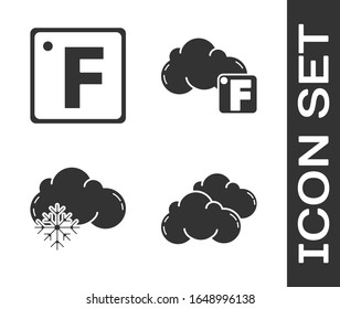 Cloud, Fahrenheit, Cloud mit Schnee und Fahrenheit und Cloud-Symbol setzen. Vektorillustration
