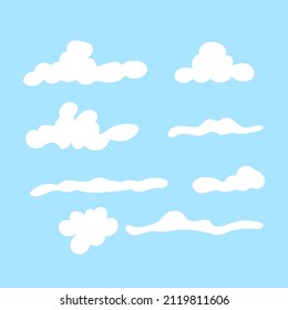 Set of cloud flat cartoon illustration