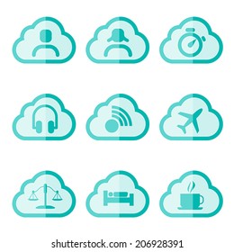 set of cloud flat icon, vector 