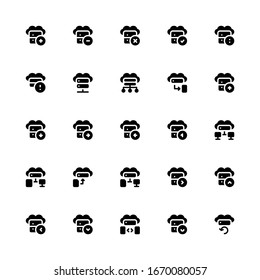 Set of Cloud Hosting, Server Storage glyph style icon - vector