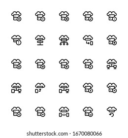 Set of Cloud Hosting, Server Storage outline style icon - vector