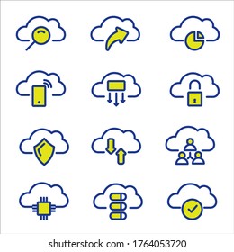 set of cloud icon - Cloud computer communication Two-Color Icons concept 