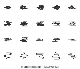 set of cloud icon, element, traditional