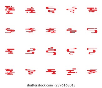 set of cloud icon, element, traditional