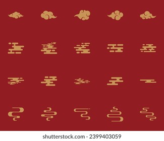 set of cloud icon, element, traditional