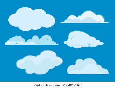 Set of Cloud Icon Illustration on a Blue Background For Wallpaper or Additional to Your Design