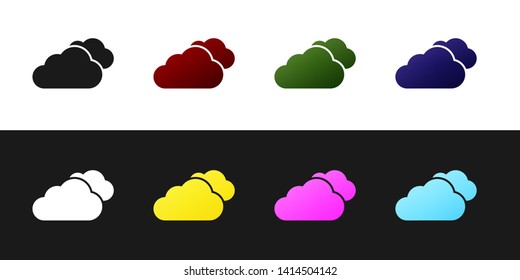 Set Cloud icon isolated on black and white background. Vector Illustration