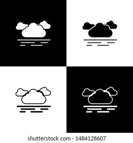 Set Cloud icon isolated on black and white background.  Vector Illustration