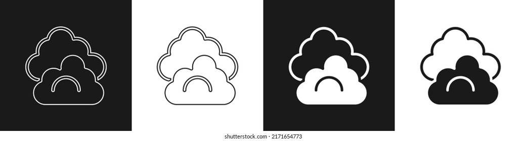 Set Cloud icon isolated on black and white background.  Vector