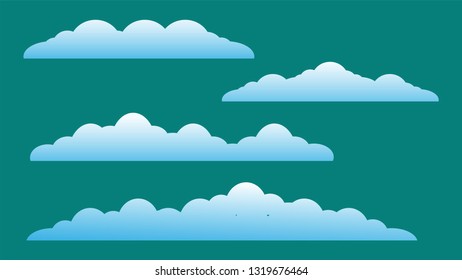 Set of Cloud icon, symbol illustration. Cloud illustration template for website, landing page, logo, banner, background. Cloud vector illustration in flat style design isolated on blue background. 