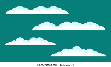 Set of Cloud icon, symbol illustration. Cloud illustration template for website, landing page, logo, banner, background. Cloud vector illustration in flat style design isolated on blue background. 