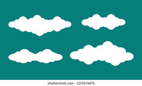 Set of Cloud icon, symbol illustration. Cloud illustration template for website, landing page, logo, banner, background. Cloud vector illustration in flat style design isolated on blue background. 