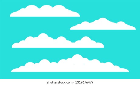 Set of Cloud icon, symbol illustration. Cloud illustration template for website, landing page, logo, banner, background. Cloud vector illustration in flat style design isolated on blue background. 