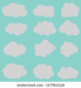 Set of cloud icon symbol on blue background,vector illustration.