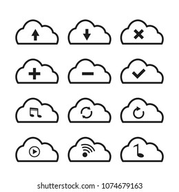 set of cloud icon in trendy flat design 